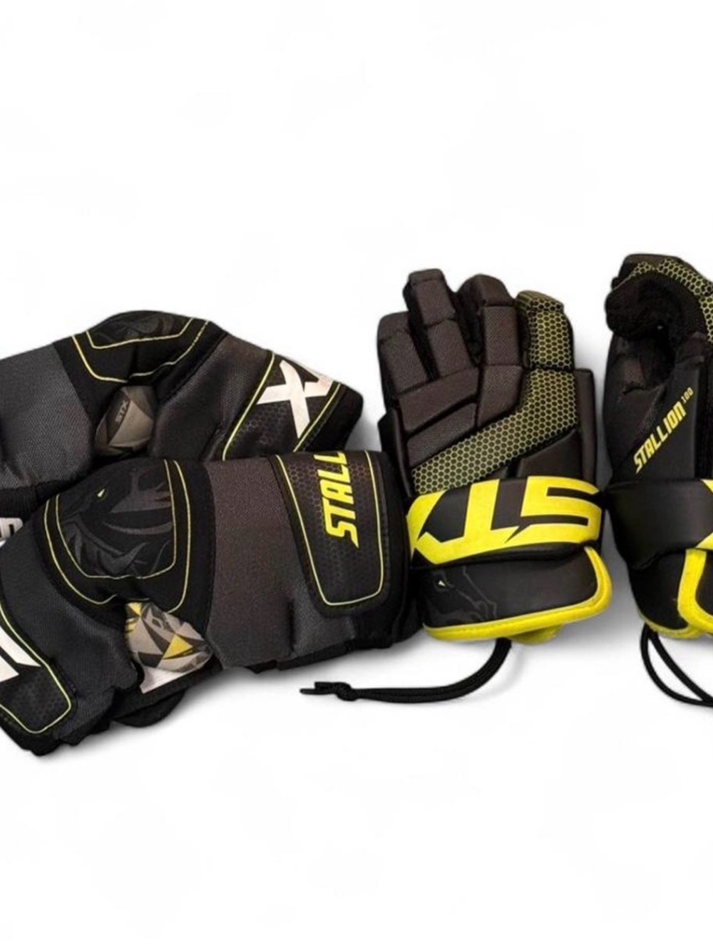 Stallion Men adult small Black and Yellow Lacrosse Gear - Gloves and Elbow Pads